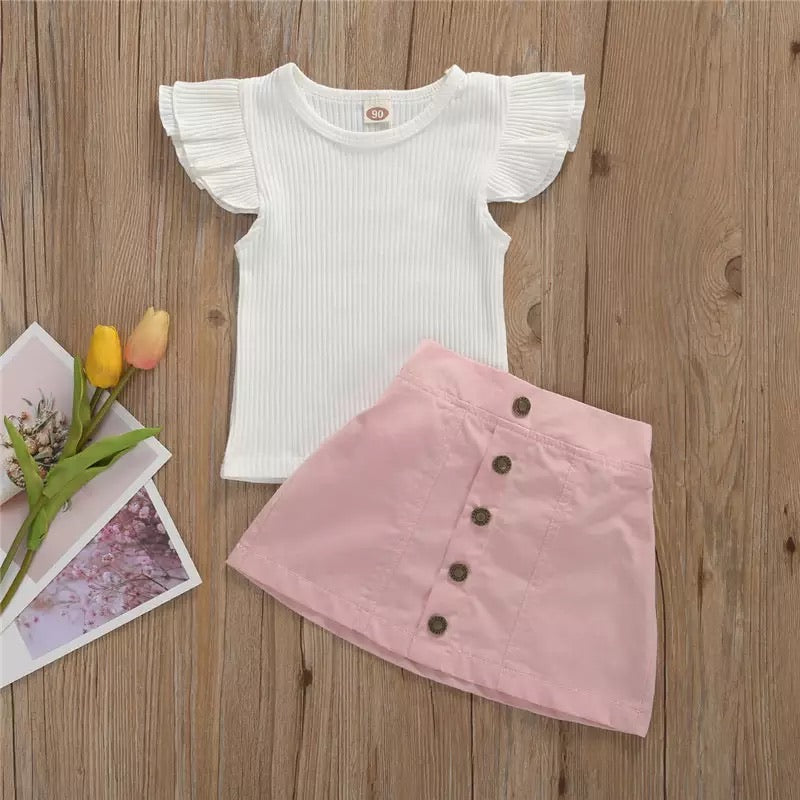 Set t-shirt e gonna rosa